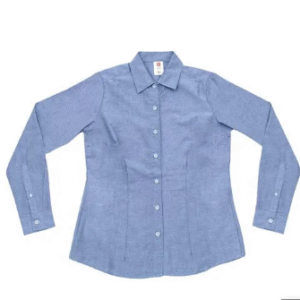 Camisa Color Cielo  Oxford Manga Larga Para Mujer